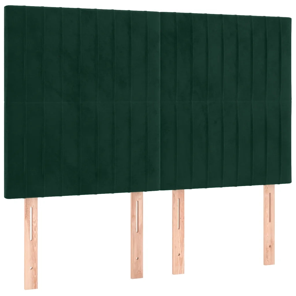 Letto a Molle con Materasso e LED Verde Scuro 140x200cm Velluto