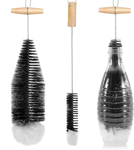 Set di Spazzole per Bicchieri in Acciaio Inox con Manico Ergonomico e Pennello in Nylon, 2 Pezzi, per Pulire i Bicchieri con Facilità e Senza Riscaldamento.