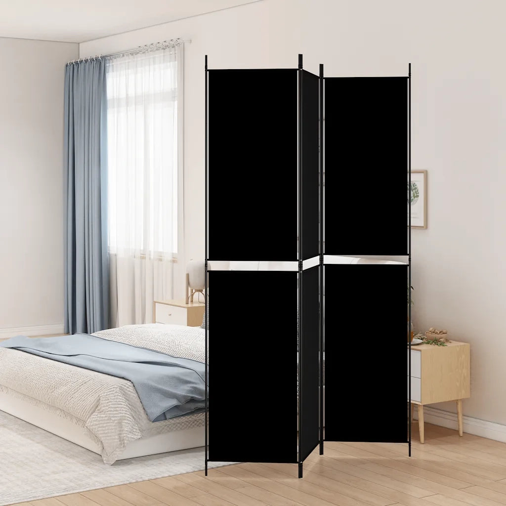 Divisorio Ambienti | Divider per stanze | Paravento a 3 Pannelli Nero 150x220 cm in Tessuto
