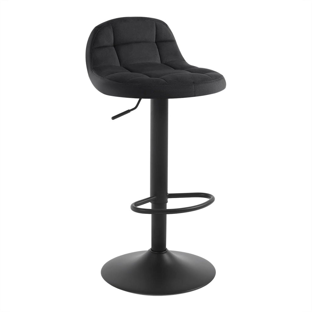 Set di 4 Sgabelli da Bar con Schienale Sedia Alta da Cucina Imbottita Seduta Regolabile in Altezza 60-82cm con Poggiapiedi Girevole a 360° in Velluto, Nero BH317sz-4