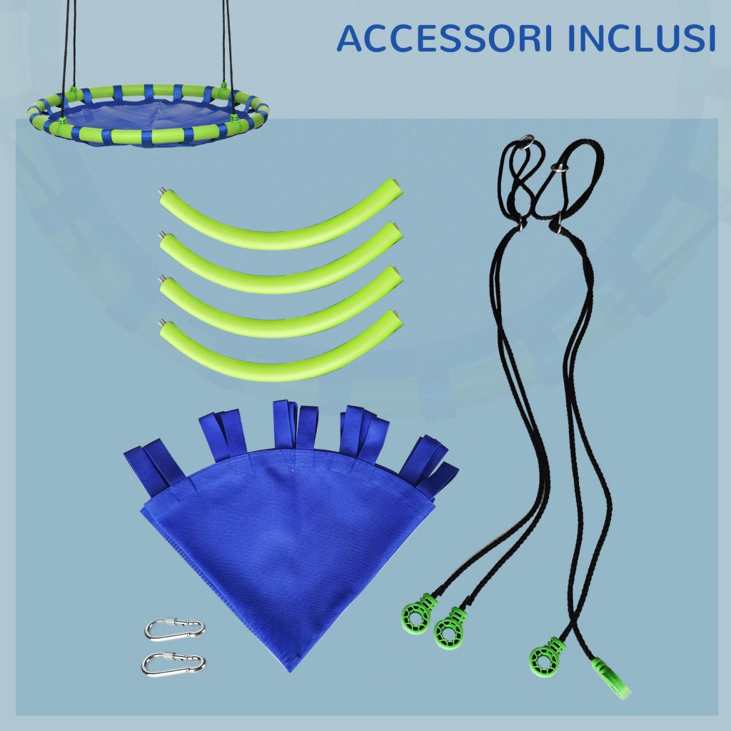 Altalena per Bambini da Giardino ¨C Zephmum ¨C Blu ?100cm Corde Regolabili