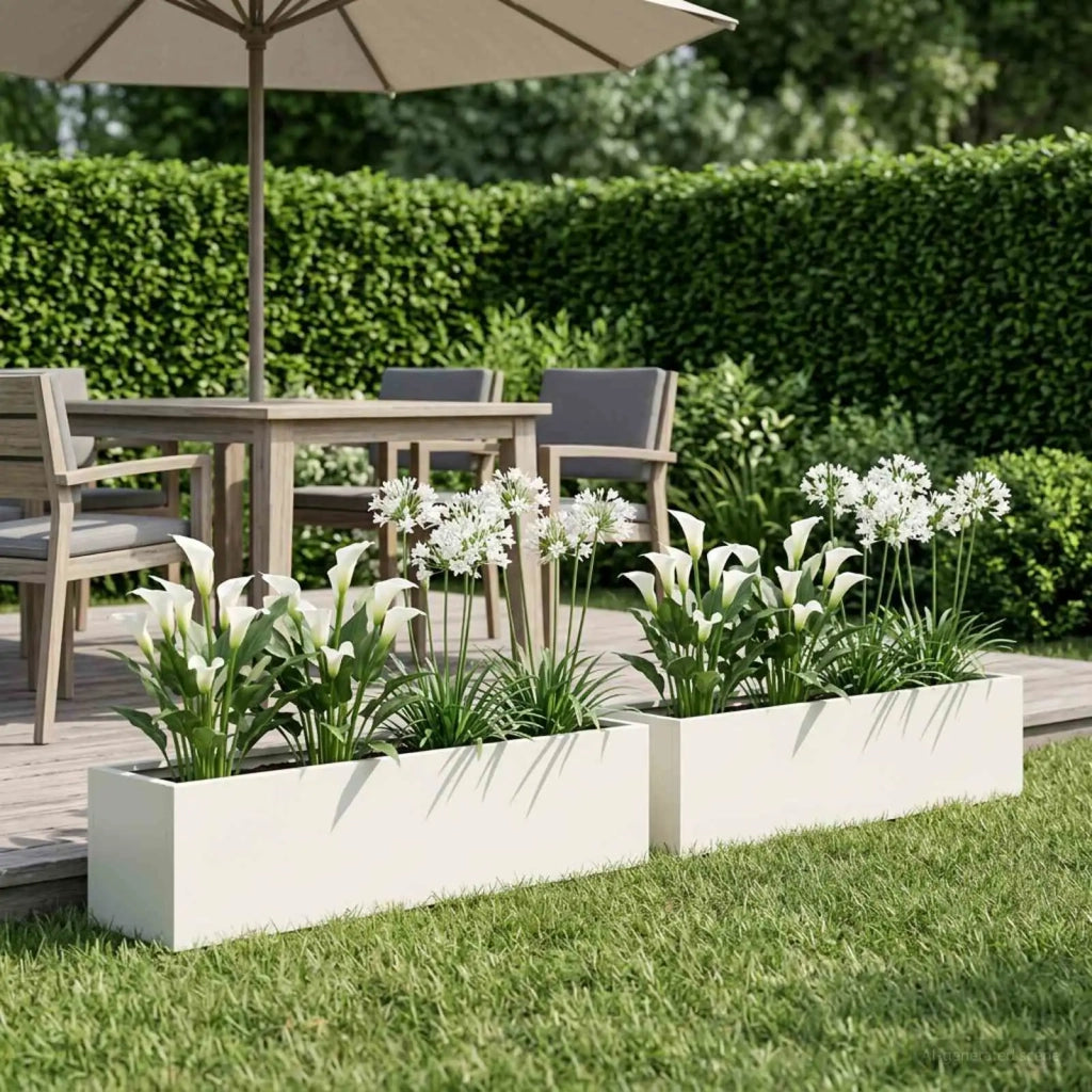 Vaso da giardino 2 pz Bianco 100 x 20 x 20 cm 8005179