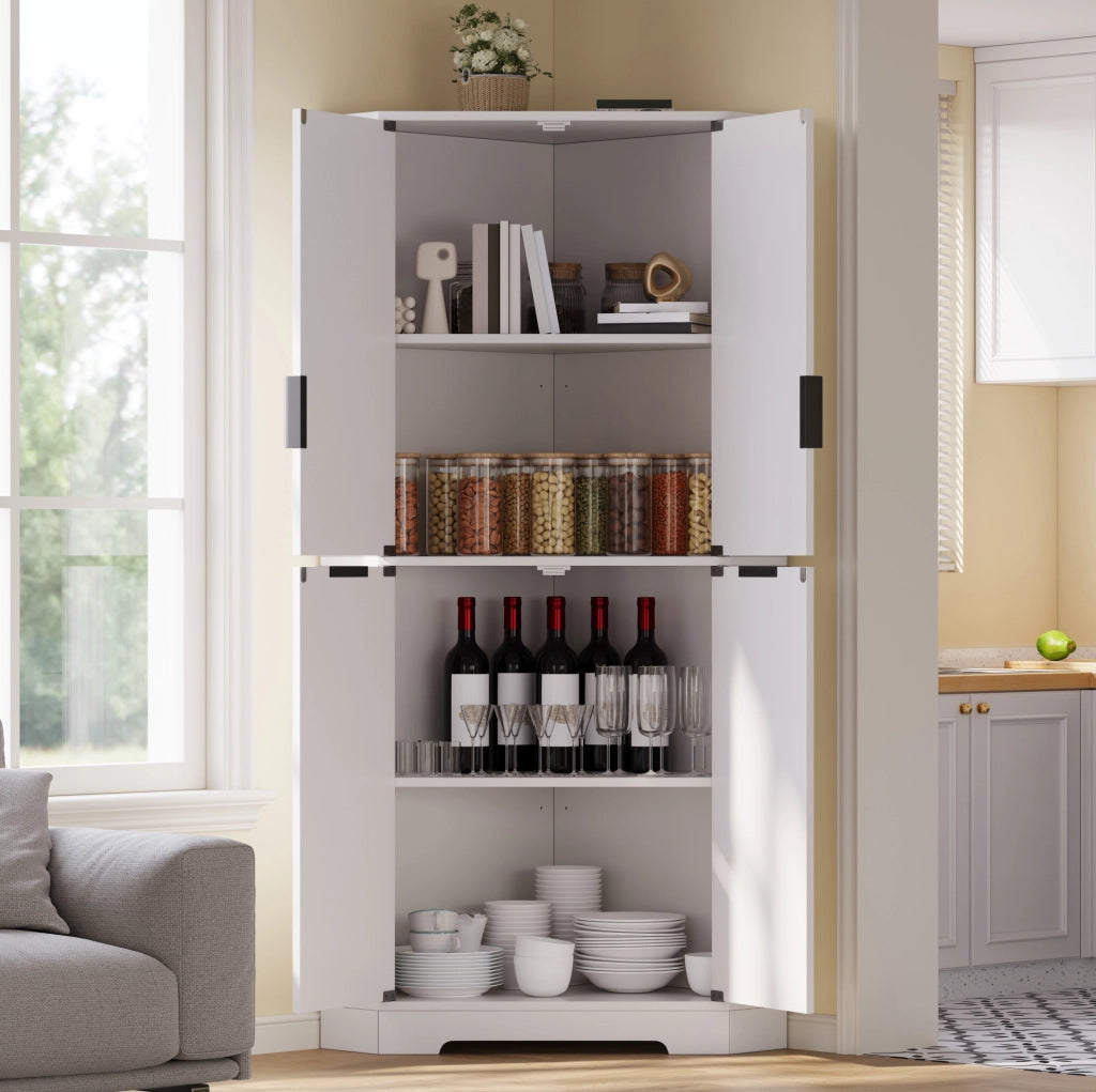 Armadio angolare salvaspazio bianco in MDF, 60x60x172 cm