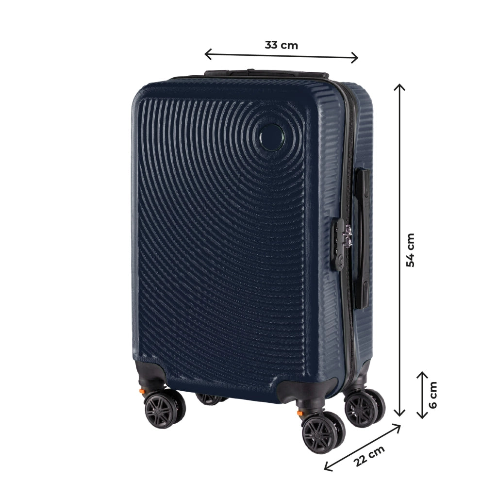 Trolley Bagaglio Mano Rigido 54x33x22 Piccolo Ultraleggero Valigia In Abs Con 4 Ruote Rimovibili Manico Chiusura Di Sicurezza Per Compagnie Low Cost Economy Zaino Da Viaggio Blu Navy
