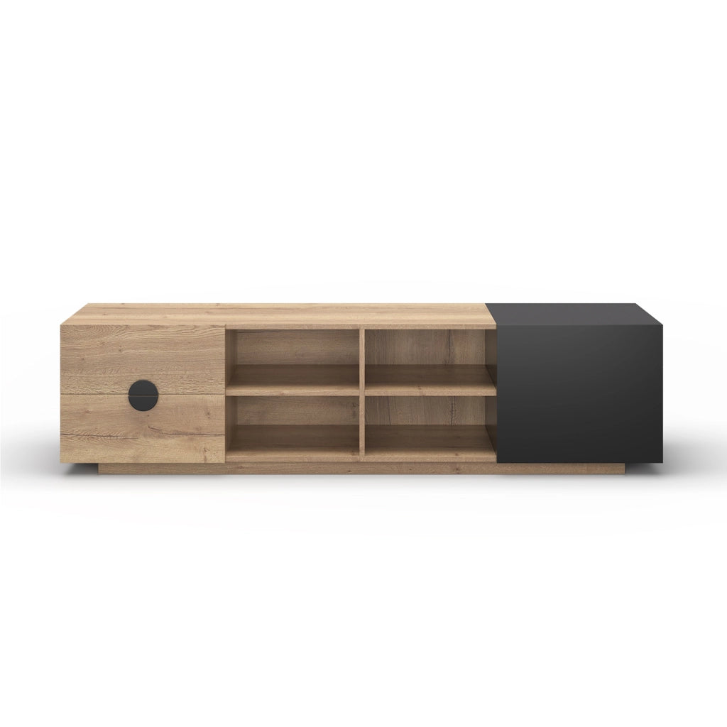 Mobile TV in Legno ¨C MINIMAL ¨C Nero, con Cassetto e Ante, Soggiorno