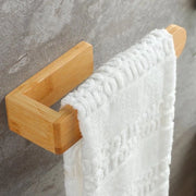 Sostegno per asciugamano in legno senza fori - Sostegno per asciugamano in legno per la doccia adesivo, Sostegno per asciugamano in bambù decorativo naturale duraturo per cucina (20 cm)
