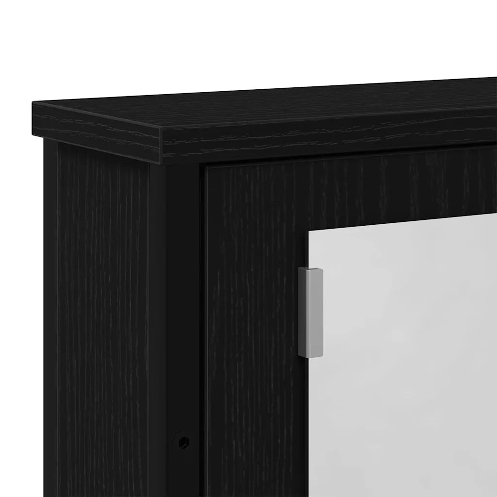 vidaXL Mobile da Bagno con Specchio Rovere Nero 42x12x60 cm Truciolato