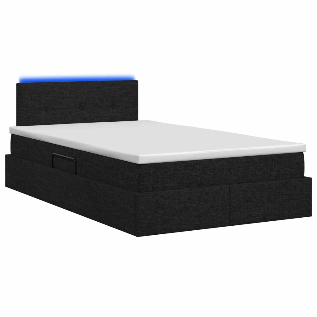 Letto con contenitore LED e materasso Nero 120 x 200 cm Tessuto 3459056