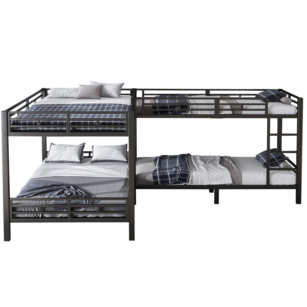 Letto a castello in ferro nero 90x200 e 140x200 cm
