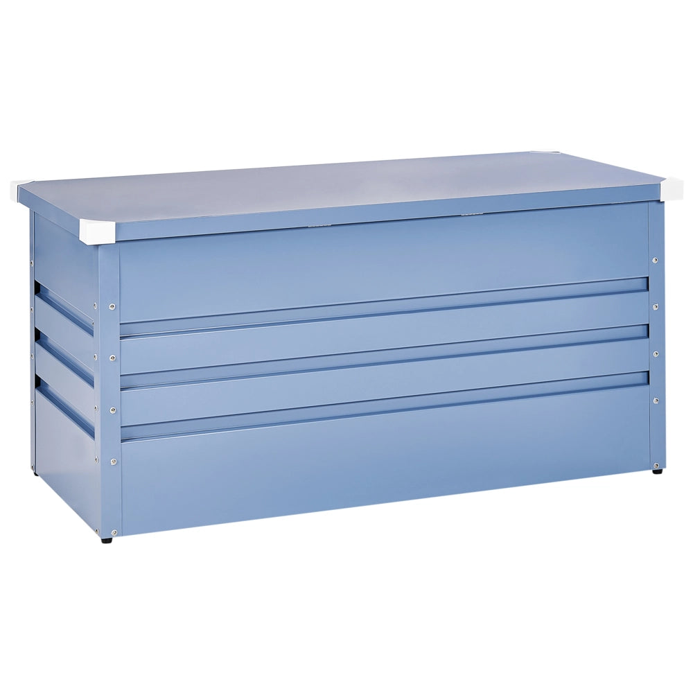 Cassapanca da esterno in acciaio zincato blu 132 x 62 cm giardino stile industriale