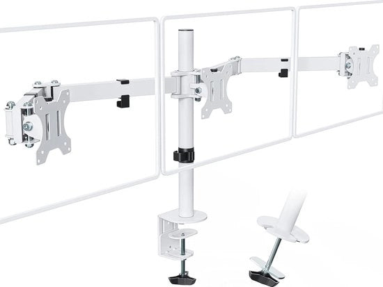 Supporto per Monitor per 3 Monitor 13"-27" - Ergonomico Regolabile con Opzioni di Inclinazione e Rotazione