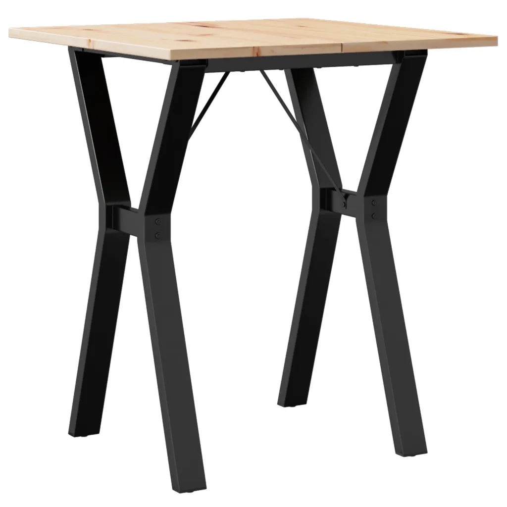 Tavolo da Pranzo Telaio a Y 70x70x75 cm Legno Pino e Acciaio