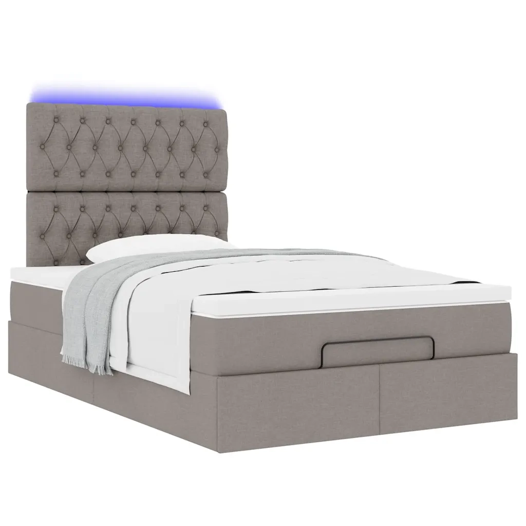 Struttura Letto Pouf con Materasso Tortora 120x190 cm Tessuto 3314076