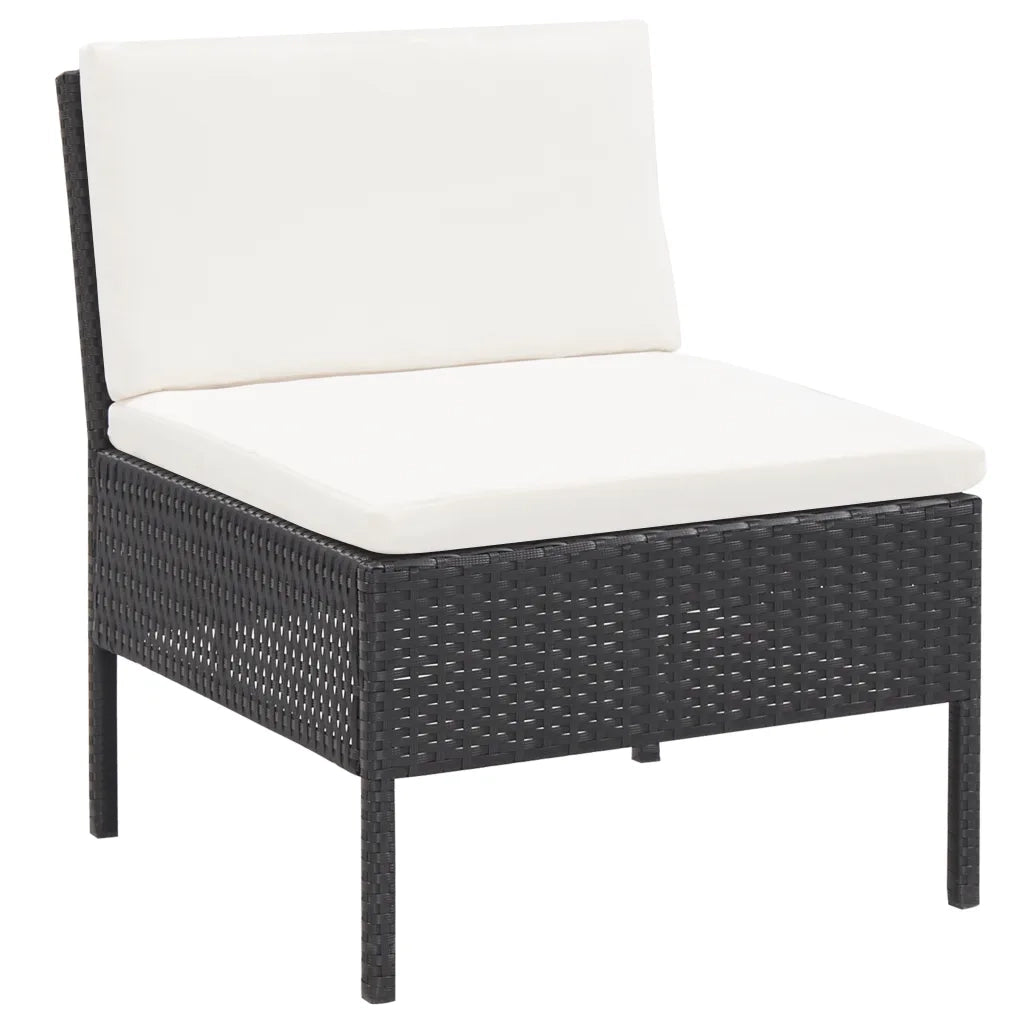 Set Divani da Giardino 6 pz | Set Salotto da Giardino con Cuscini in Polyrattan Nero
