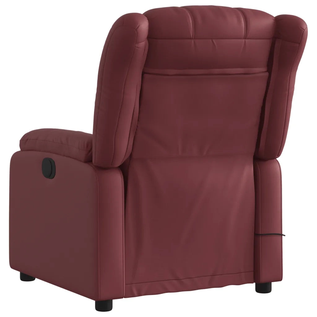 Divano Sedia-Poltrona Massaggiante Reclinabile Rosso Vino in Similpelle 836020