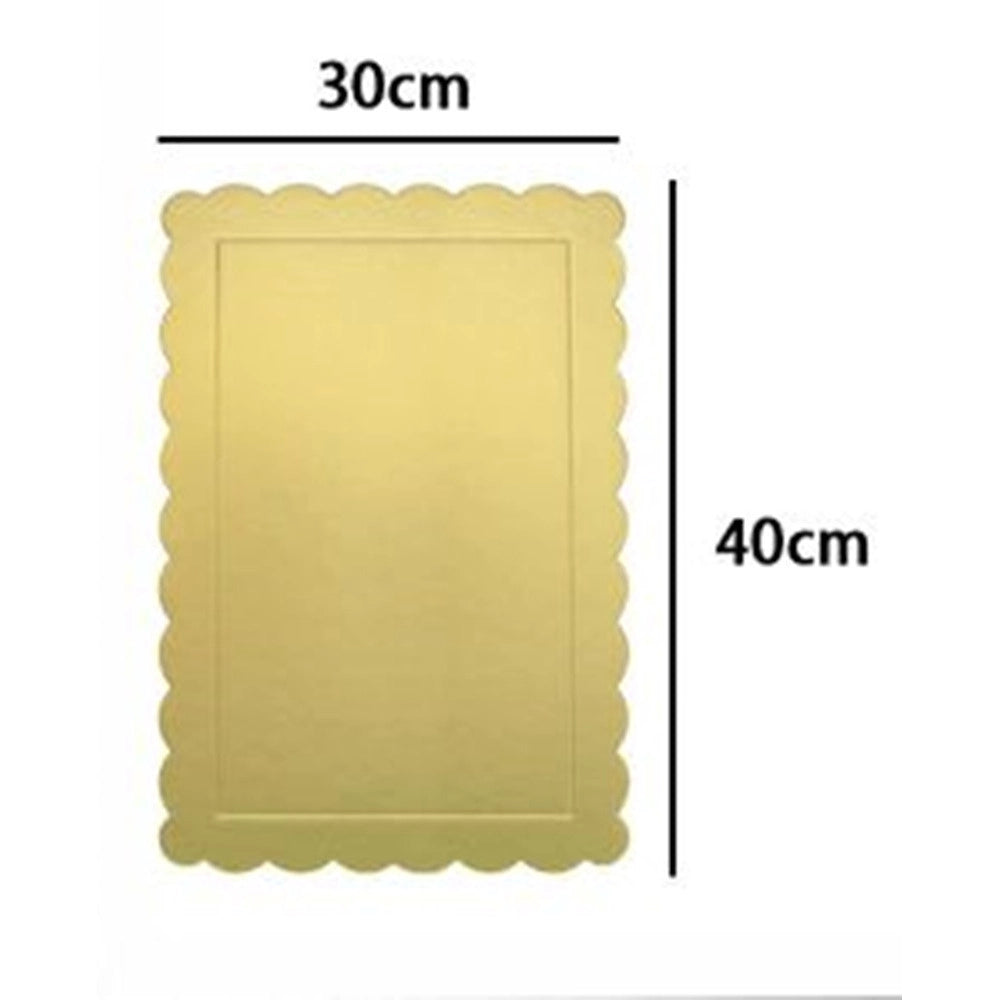 Trade Shop - Set 2pz Base Per Torta Rettangolare Piatto Sottotorta Dorato 30x40cm Con Bordino 31157 -
