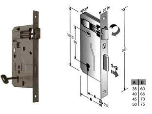SERRATURA A BUSSOLA DA INFILARE BORDO QUADRO FERRO LUCIDO  mm.40 bordo acciaio lucido    BONAITI