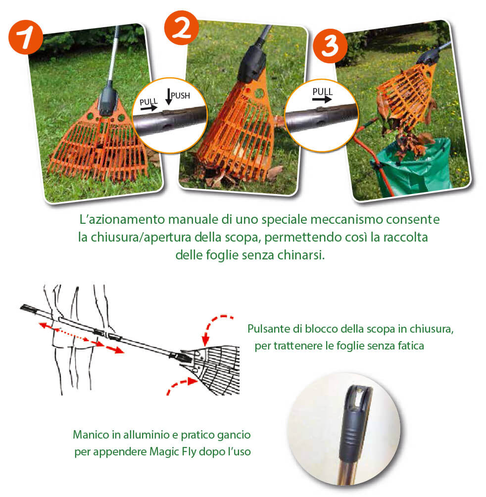 Rastrello Raccogli Foglie da Giardino Magic Fly Agrati