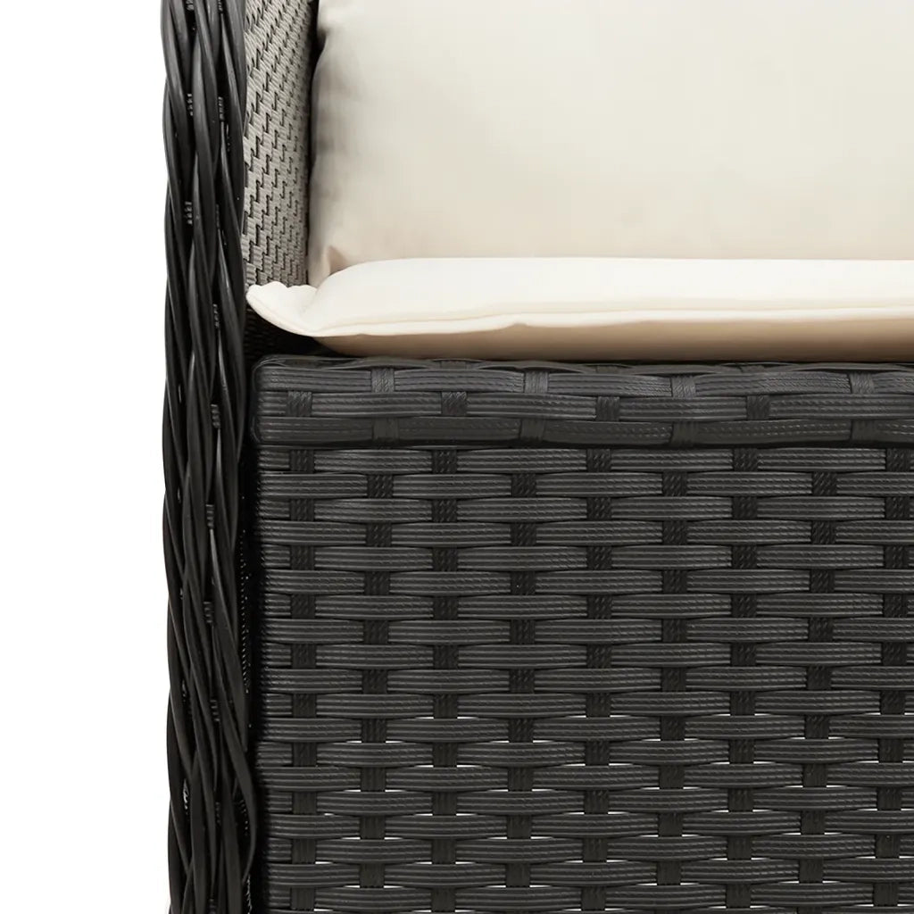 Set Divani da Giardino 3 pz con Cuscini Nero in Polyrattan 3262747