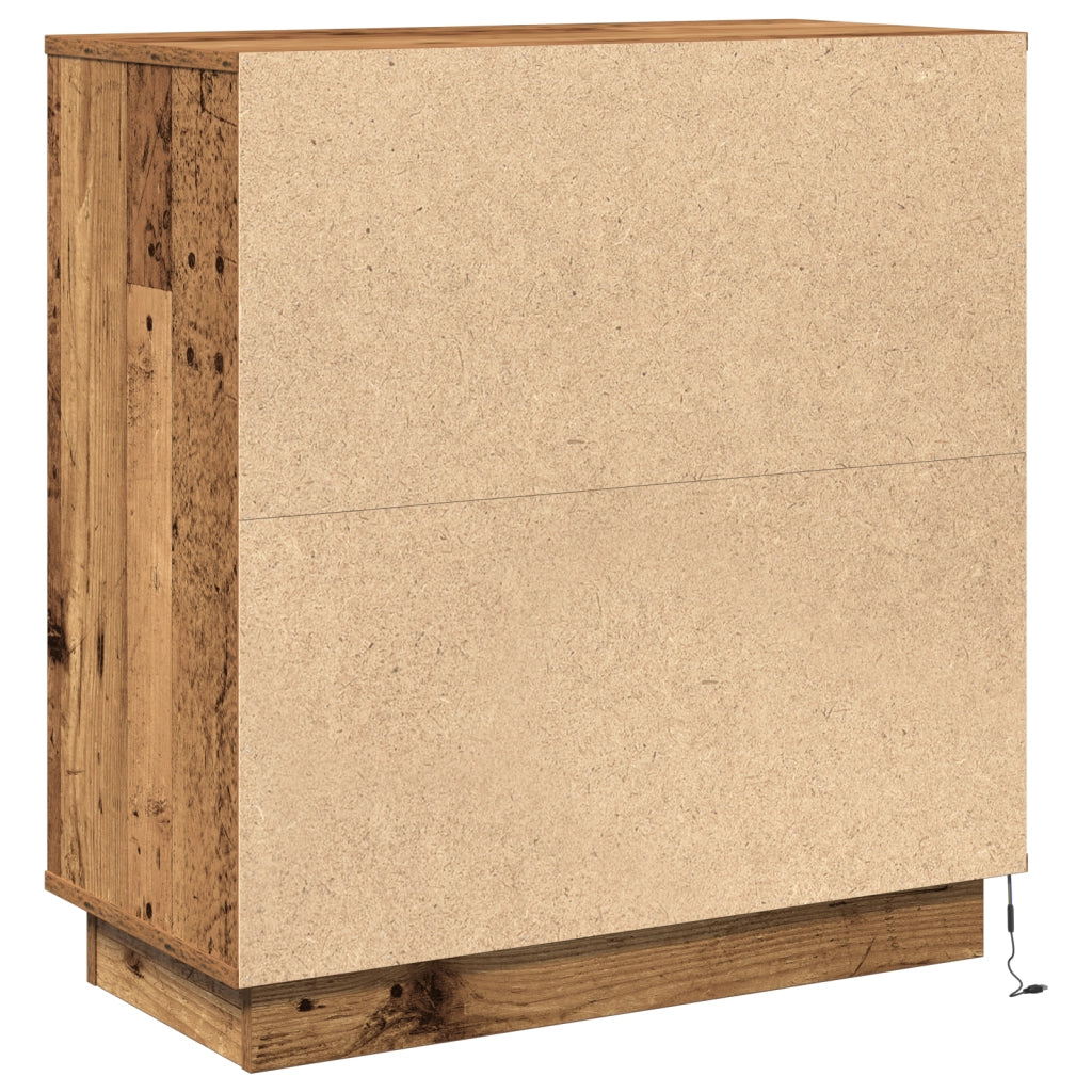 Comodino  con LED in Legno Antico 71x34,5x75 cm in Legno Ingenerizzato