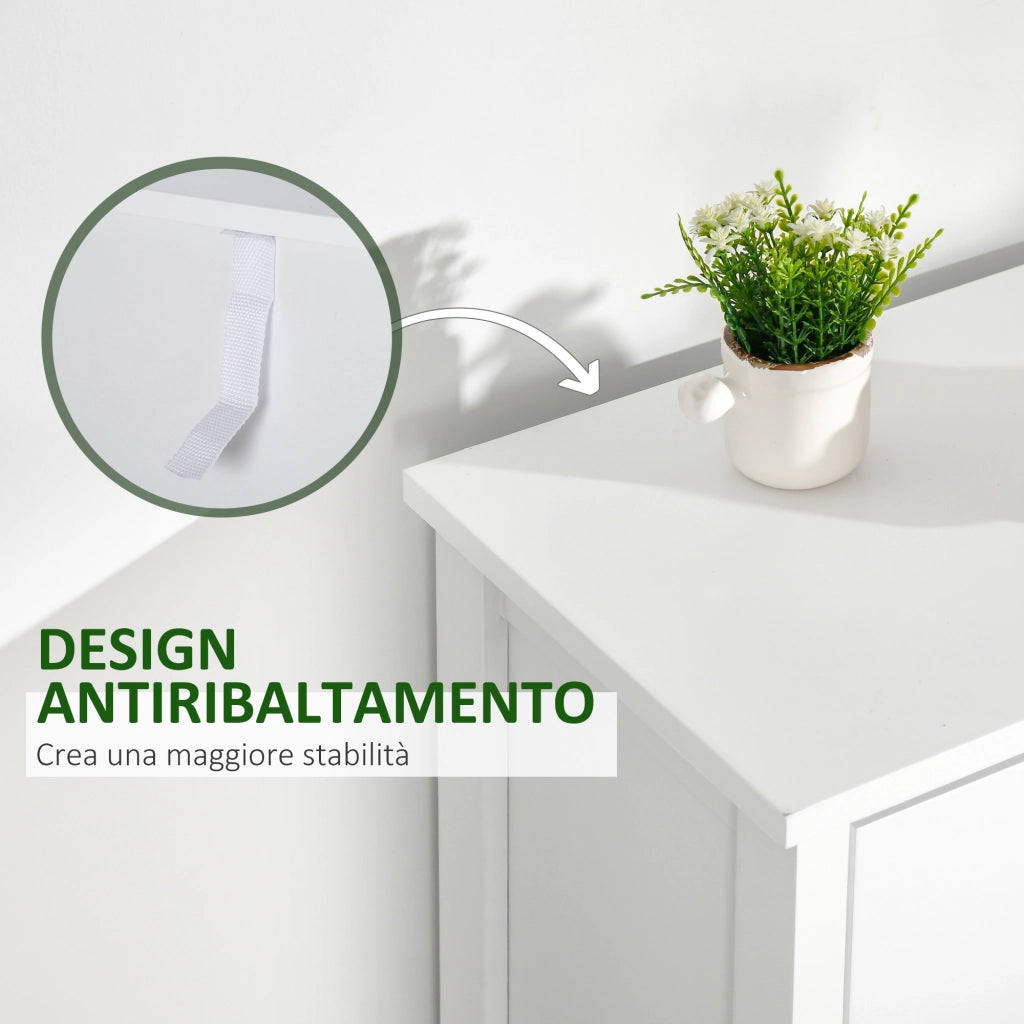 Mobile Cassettiera con 5 Cassetti Colorati Comò Alto e Salvaspazio in MDF Multicolore Blu