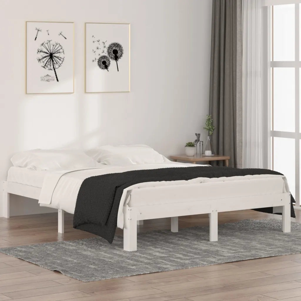 Giroletto-Struttura Letto Bianco in Legno Massello di Pino 140x190 cm 940546