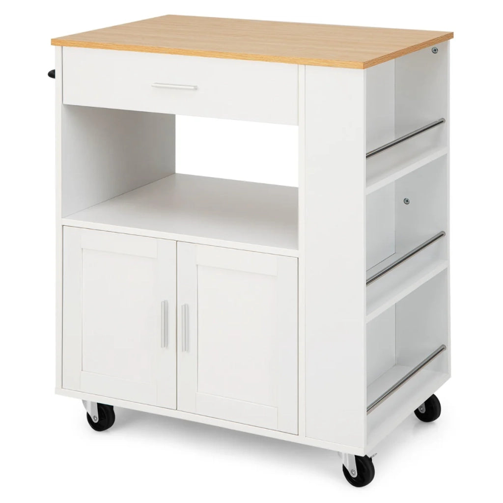 Carrello da cucina con ruote 82 x 50 x 92 cm ampio spazio di stoccaggio diversi ripiani per spezie moderno legno bianco 20_0011643