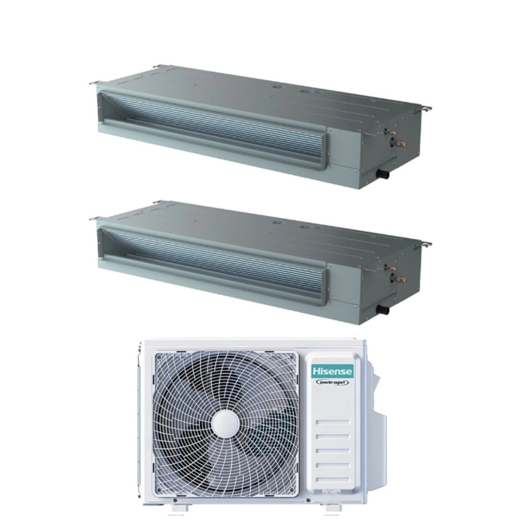 Climatizzatore Condizionatore Hisense Dual Split Inverter Canalizzato Canalizzabile 9+12 con 2AMW52U4RXC R-32 Wi-Fi Optional 9000+12000 Con Telecomando di Serie