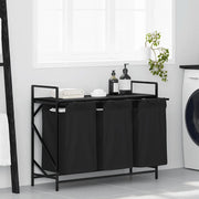 Cesto per la Biancheria 3 Scomparti con Ripiano Rovere Nero 859060