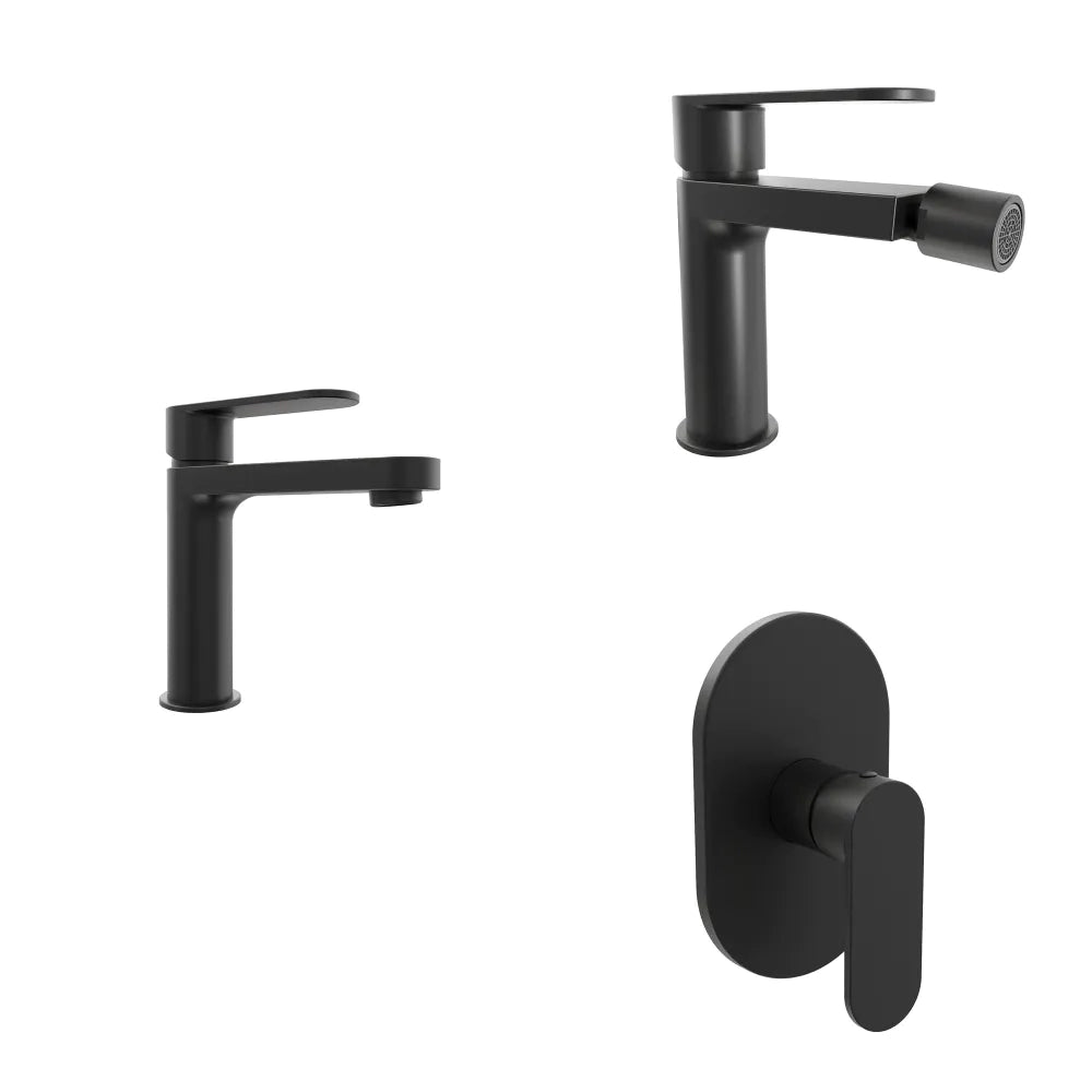 Set miscelatori lavabo 16cm bidet miscelatore doccia monocomando nero opaco | Margot