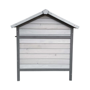 Conigliera in legno grigio chiaro 146x75x83cm con recinto e vassoio estraibile per la pulizia