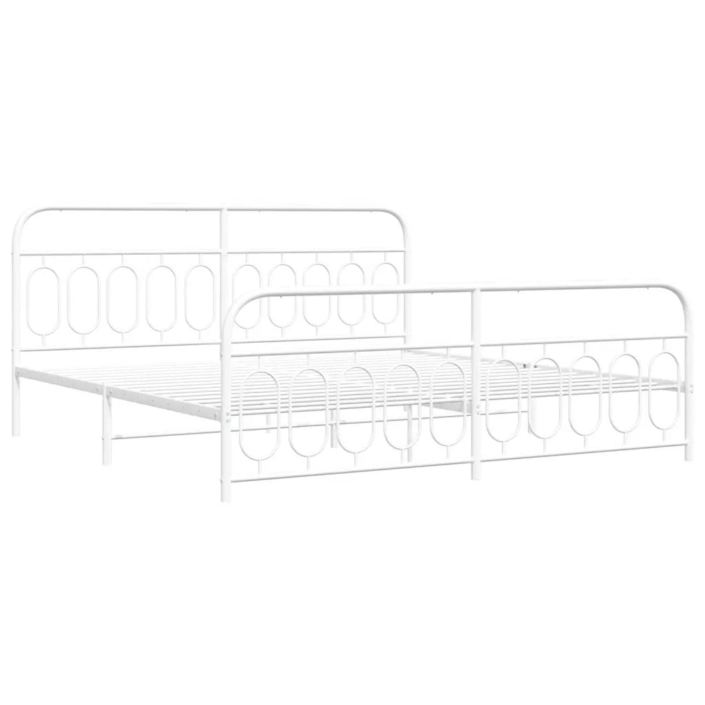 vidaXL Giroletto con Testiera e Pediera Metallo Bianco 200x200 cm