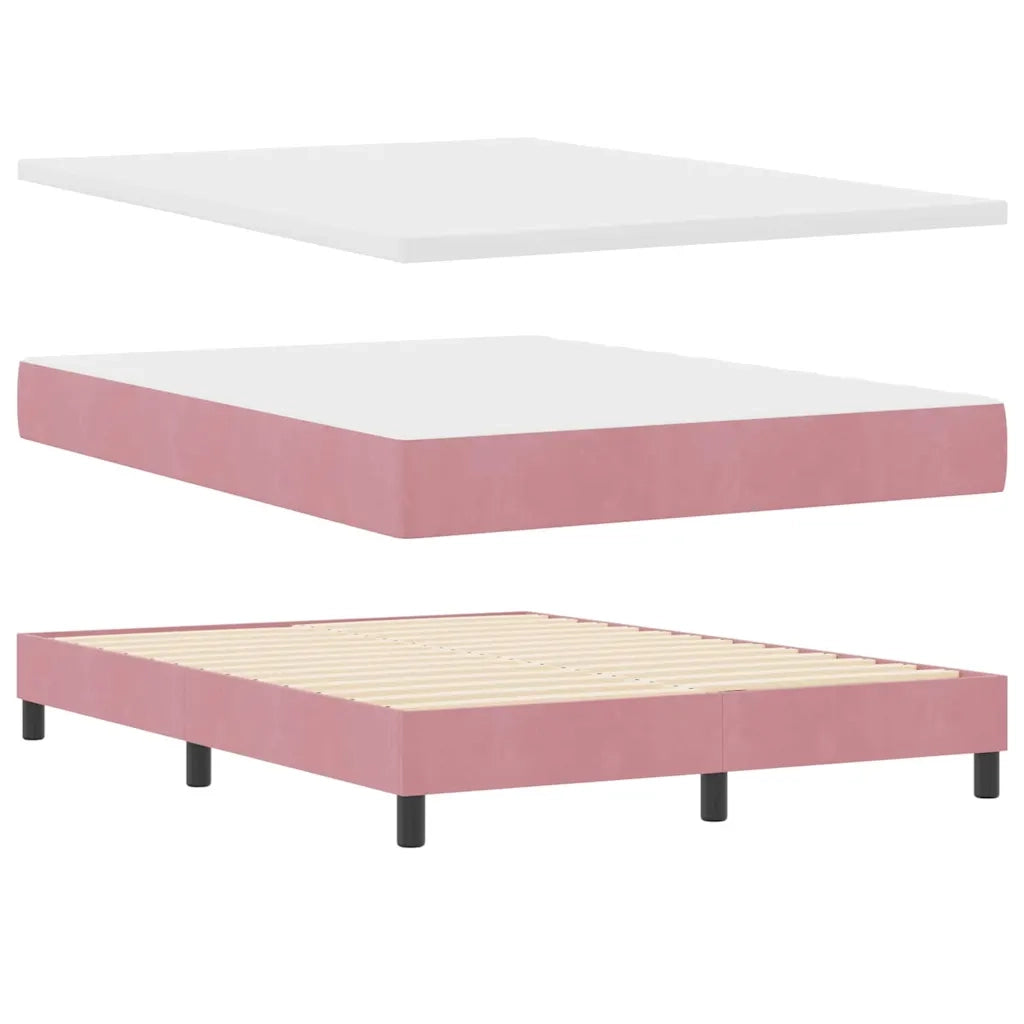 Letto a Sorgente LED con materasso Rosa 140 x 190 cm Velluto 3342589