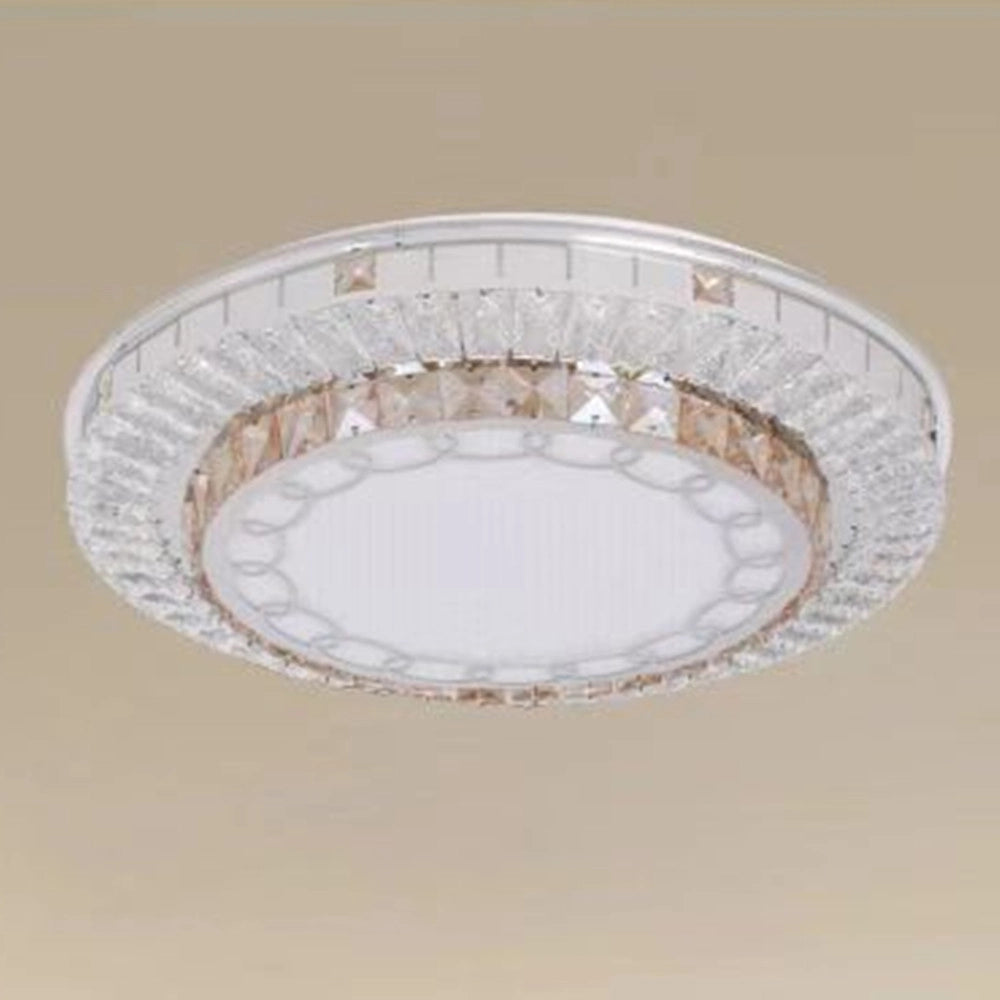 Trade Shop - Plafoniera Soffitto 65w ø50cm Led Design A Strati Cristalli Catena Luce Fredda 10805 -