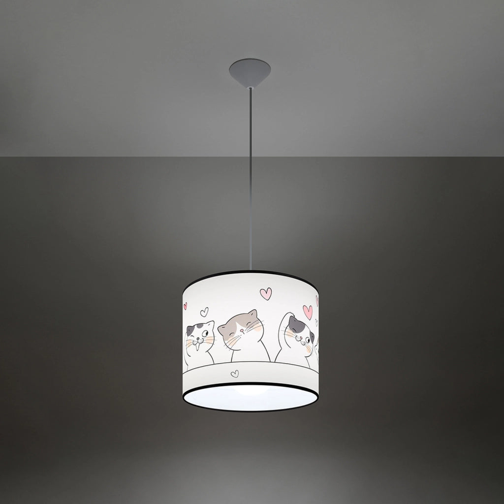 Lampada sospesa bimbi tonda Ø30 gattini FELINO E27