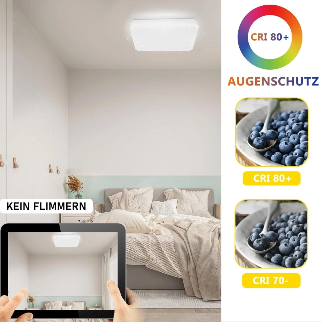 ZMH Lampada da soffitto plafoniera LED cielo stellato 37W dimmerabile telecomando 28 cm per camera letto cameretta