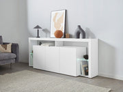 Credenza con 3 Ante e Ripiani in Vetro a Giorno 200x40x80 cm Essential 3A Bianco Lucido