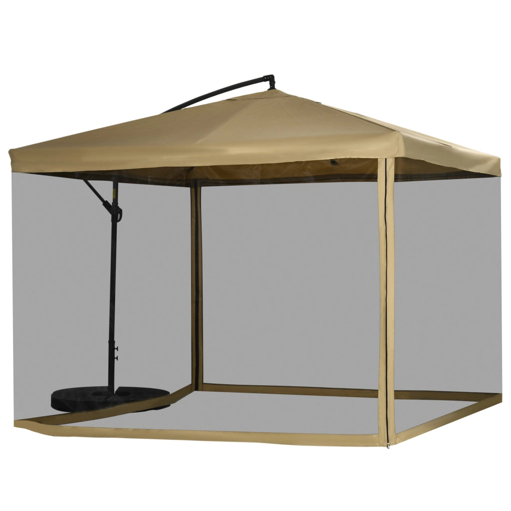 Ombrellone da Giardino con Zanzariera ¨C zephmum ¨C Bianco e Nero 295x295x260 cm