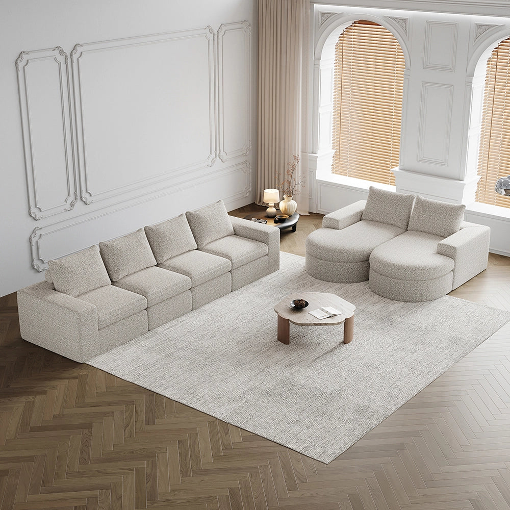 Set 2 pezzi - Xylo - divano chenille modulabile forma L senza struttura