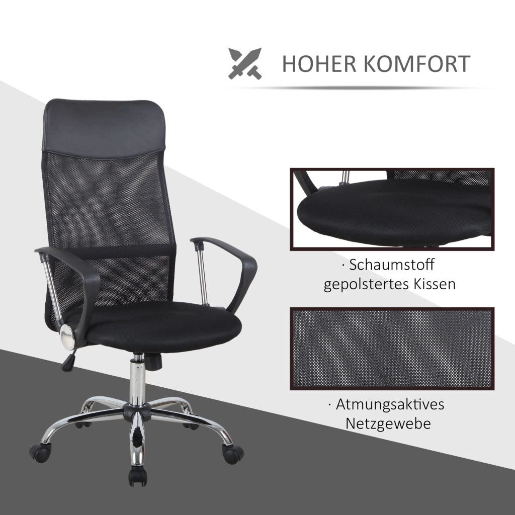 Sedia da ufficio ergonomica con braccioli e schienale alto regolabile ¨C zephmum ¨C nero