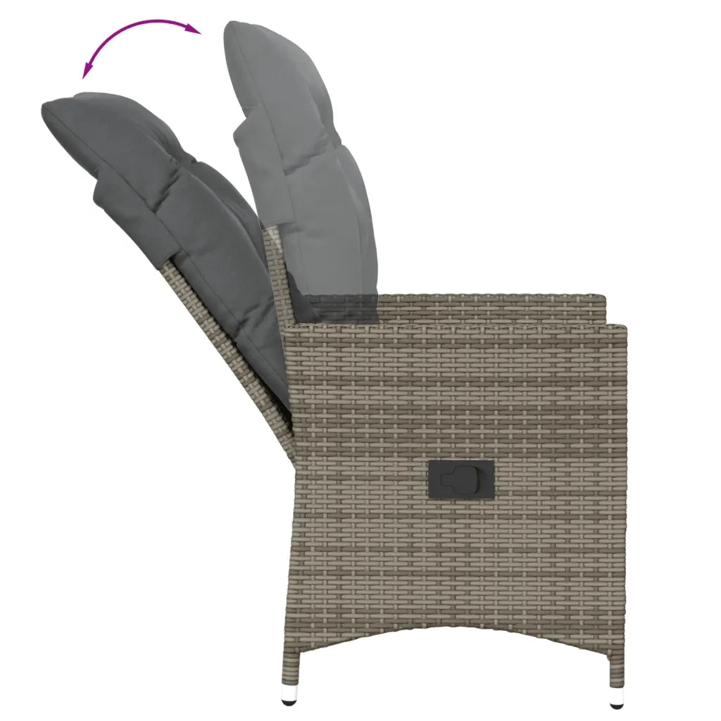 Sedia Reclinabile da Giardino | Sedie da Esterno con Cuscini Grigia in Polyrattan