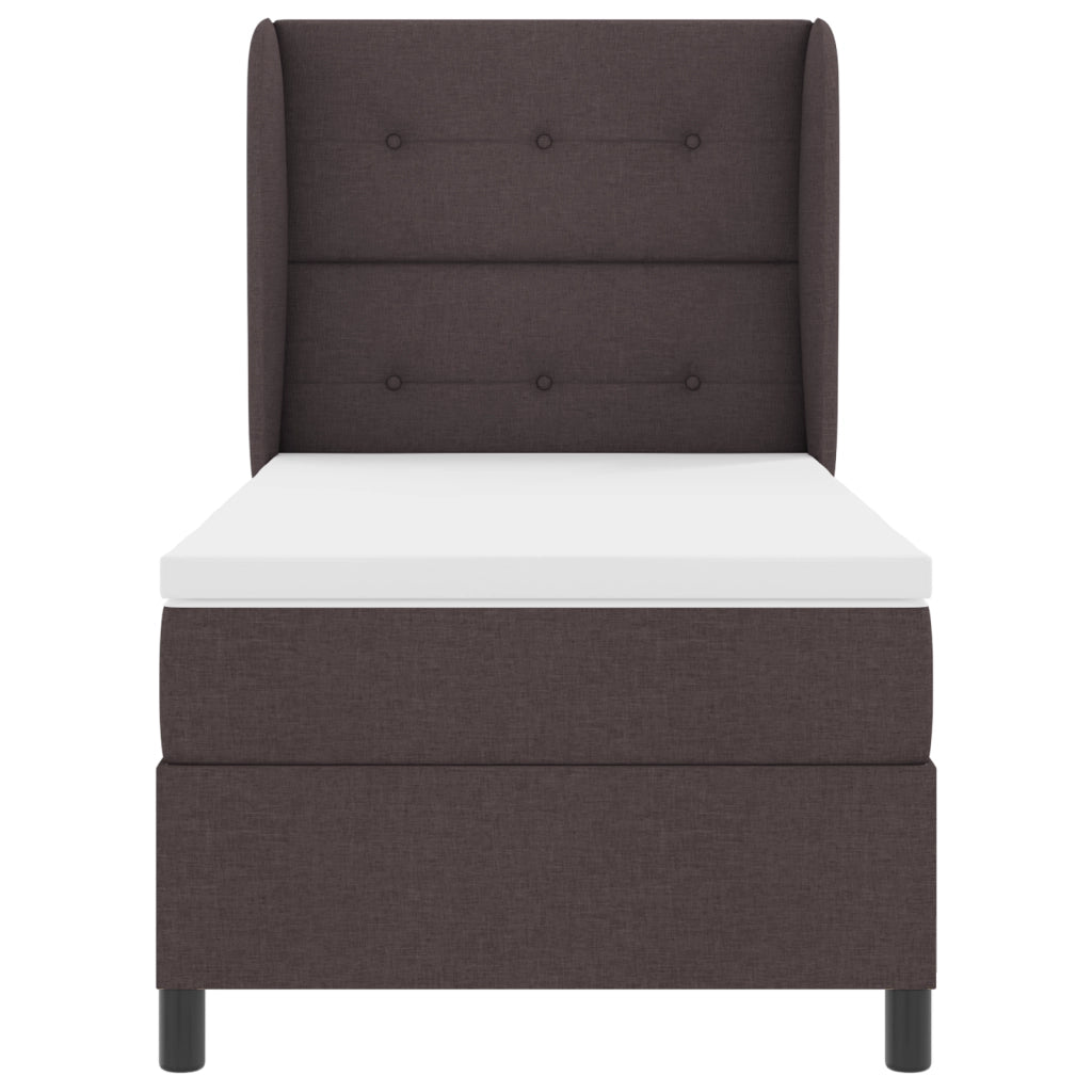 Letto Box Spring con Materasso Marrone Scuro 80x200 cm Tessuto