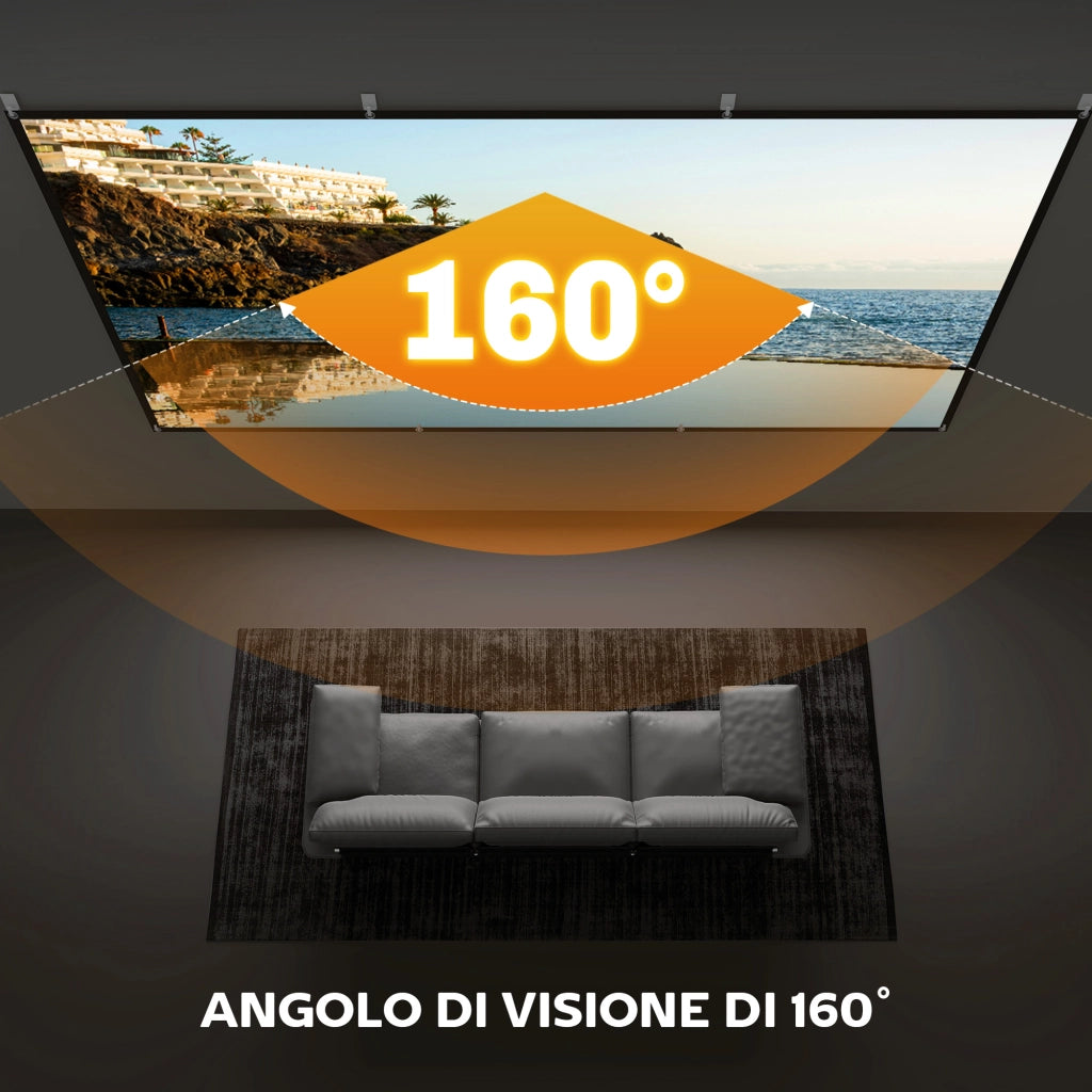 Telo per Proiettore 120" 16:9 HD 4K-8K Pieghevole e Portatile Antipiega e Lavabile Bianco