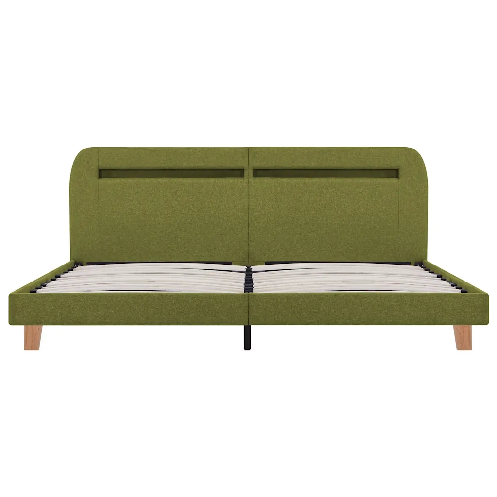 Giroletto con LED senza Materasso-Struttura Letto Verde 150x200 cm in Tessuto