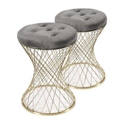 SET 2 SGABELLI LISBONA IN METALLO CON SEDUTA IMBOTTITA Ø 35 X 47 CM GRIGIO