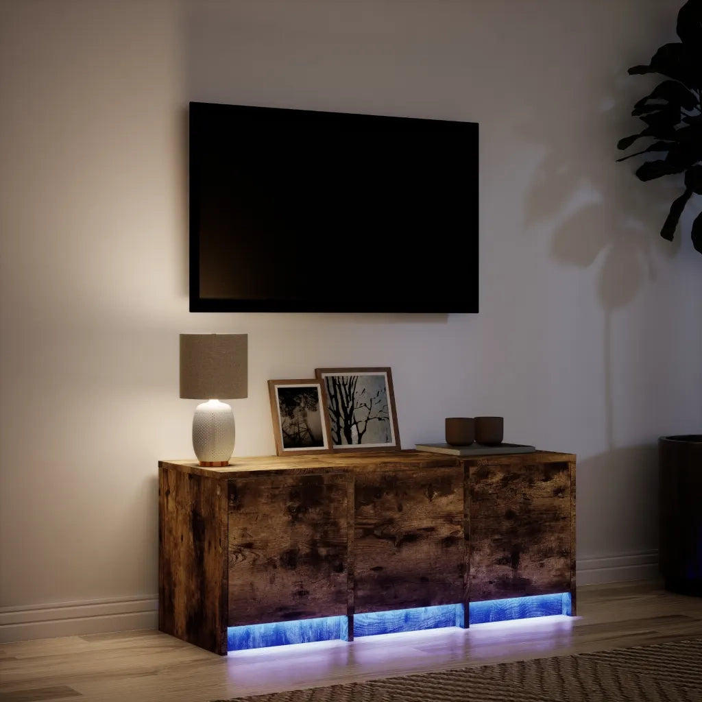 Mobile Porta TV con LED Rovere Fumo 97x34x40 cm in Truciolato