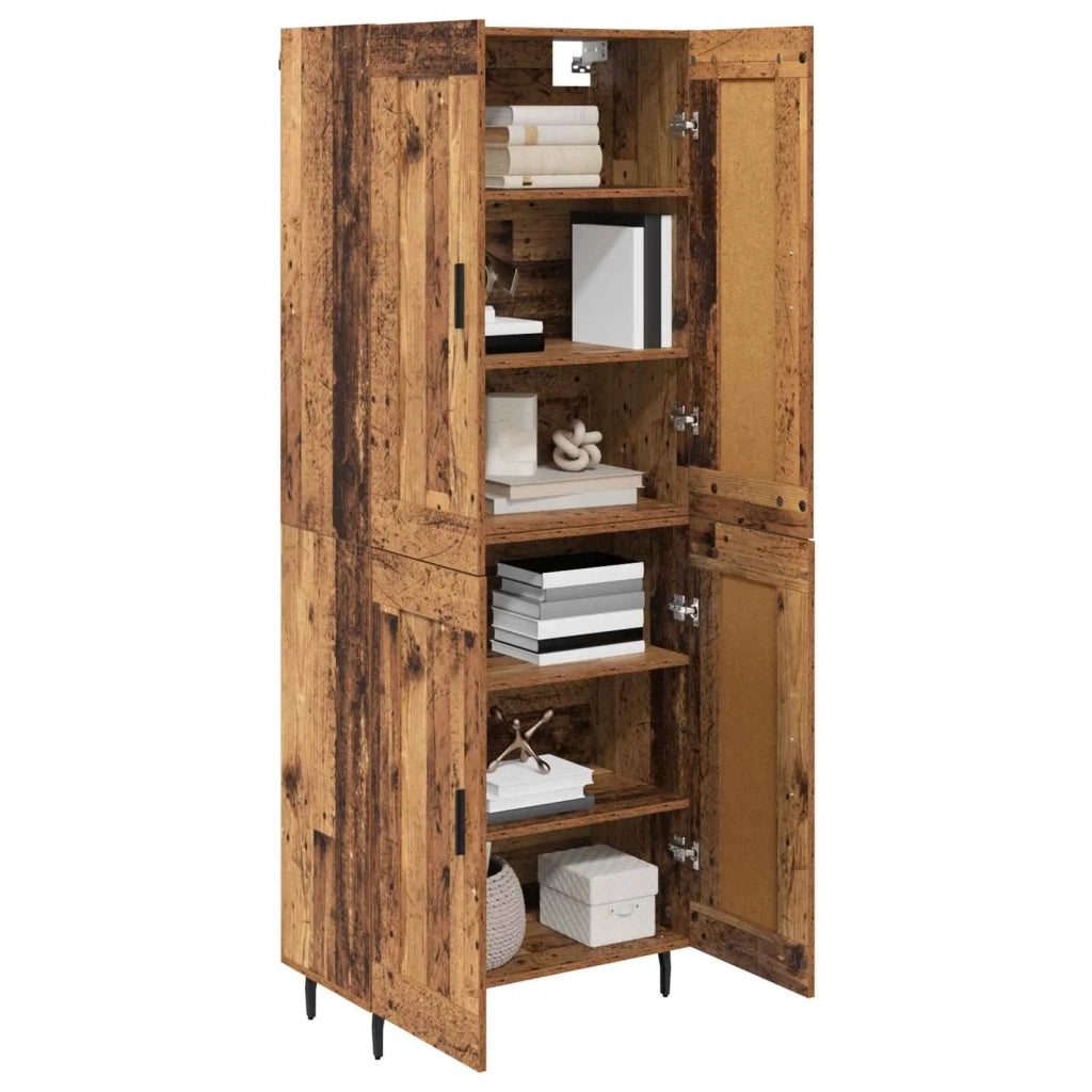 Credenza 2 pz-Set di 2 Buffet-Armadio da cucina Legno vecchio Legno Stratificato e Vetro 289973