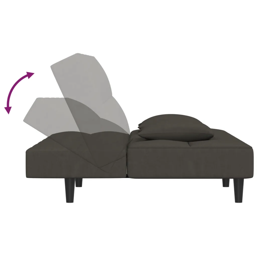 Divano Letto a 2 Posti con 2 Cuscini Grigio Scuro in Velluto 375808