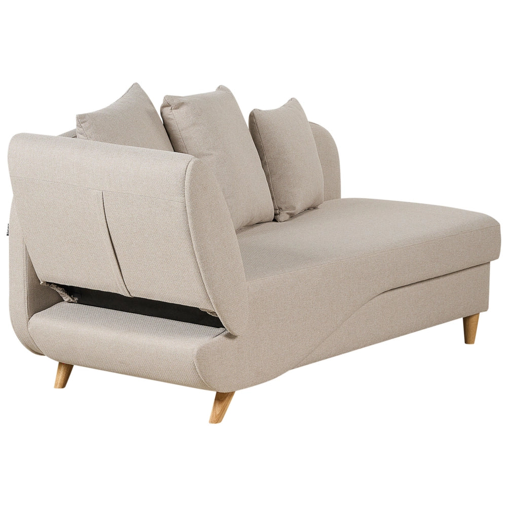 Chaise Longue in tessuto beige lato sinistro con contenitore soggiorno design moderno