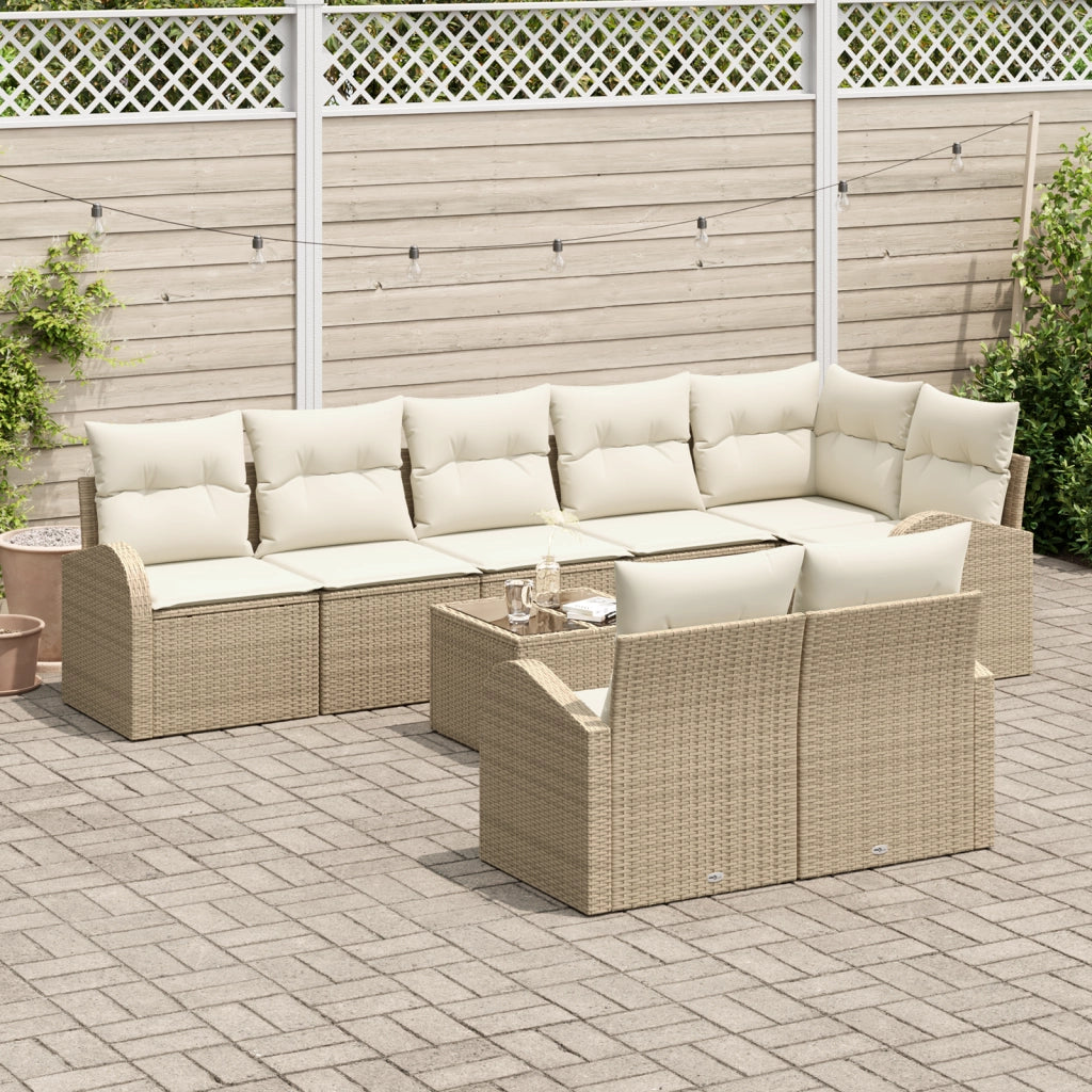 Set di divani da giardino 9 pezzi con cuscini Rattan Polyrattan Marrone